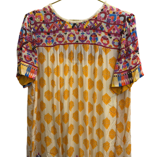 Tanvi Kedia Yellow/ Multi Print Short Sleeve Dress Extra Large
