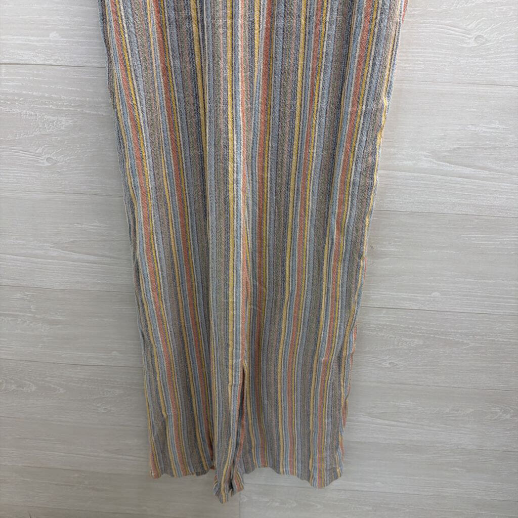 O'Neill Blue/ Multi Striped Smocked Top Jumpsuit Large