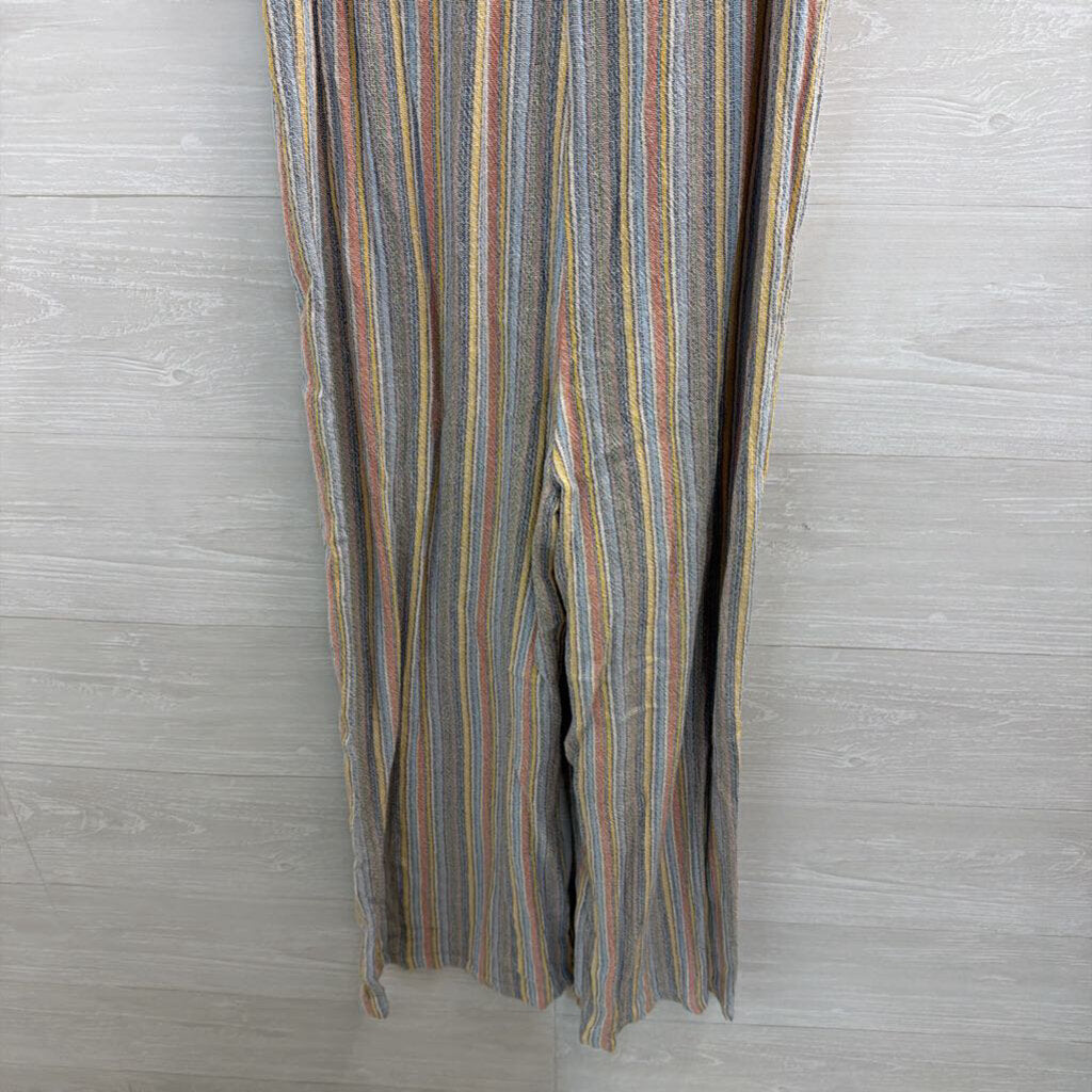 O'Neill Blue/ Multi Striped Smocked Top Jumpsuit Large