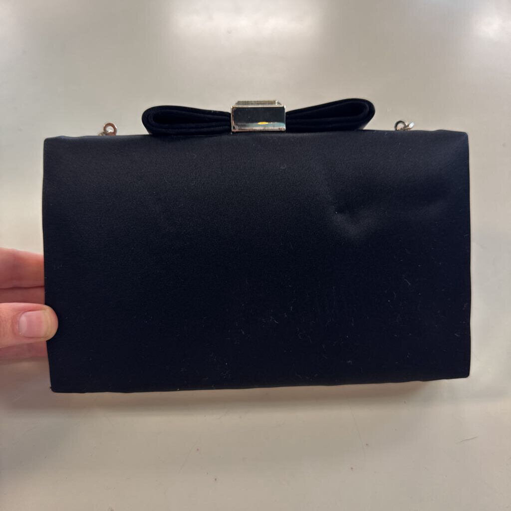 Kate Landry Black Satin Bow Closure Purse