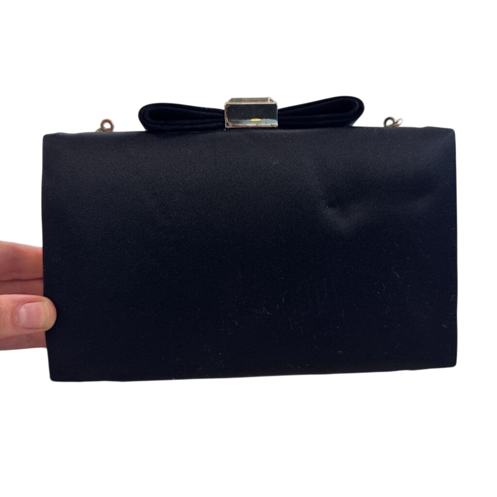 Kate Landry Black Satin Bow Closure Purse
