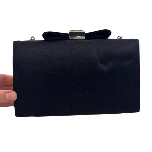 Kate Landry Black Satin Bow Closure Purse