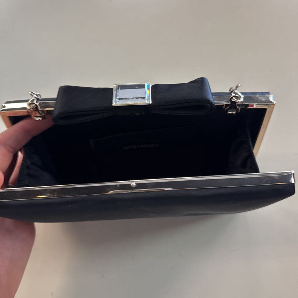 Kate Landry Black Satin Bow Closure Purse