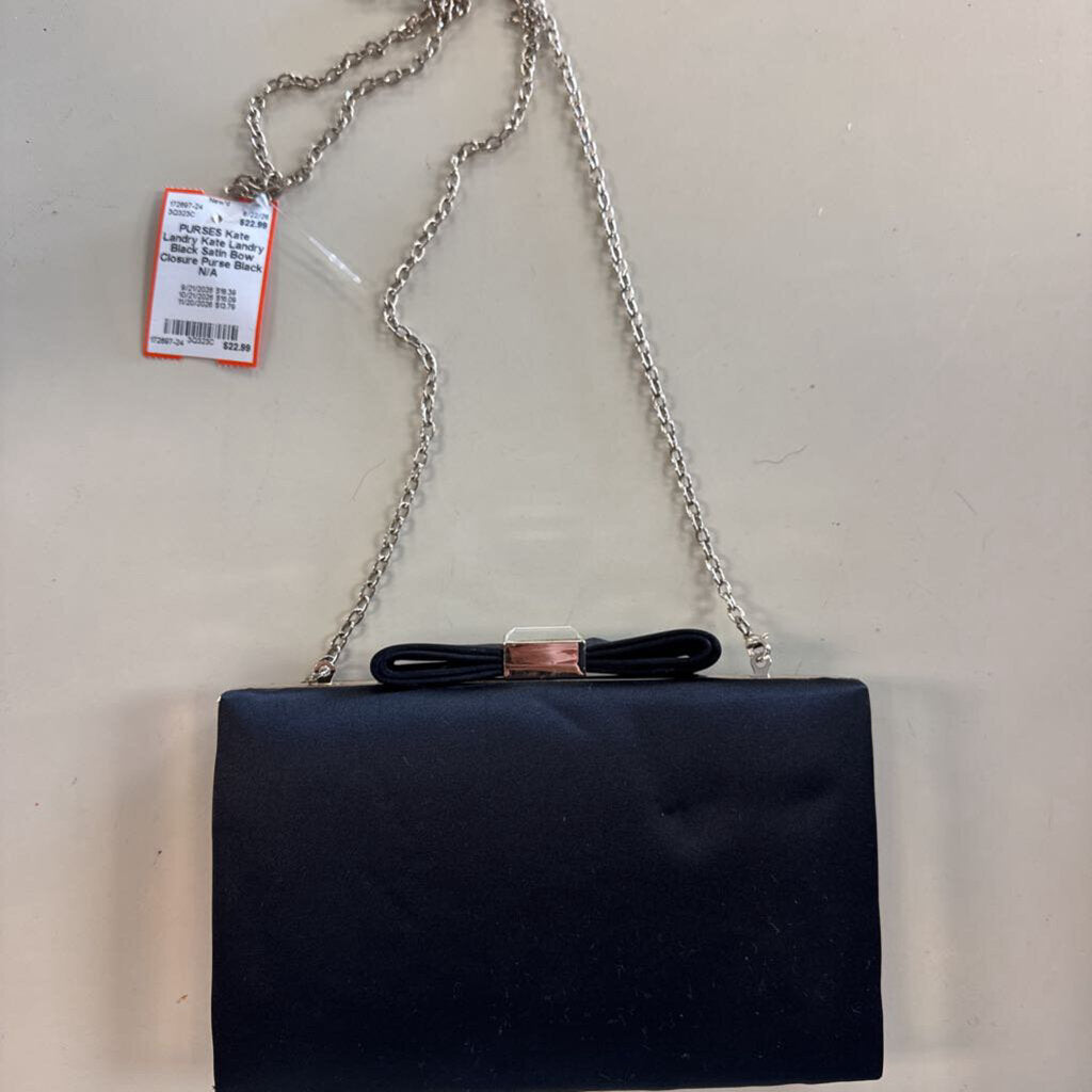 Kate Landry Black Satin Bow Closure Purse