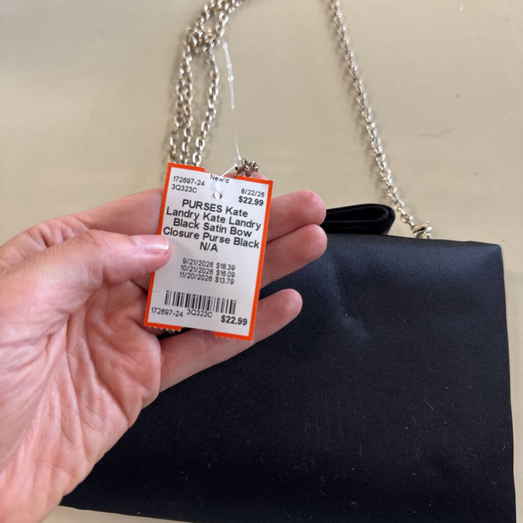 Kate Landry Black Satin Bow Closure Purse