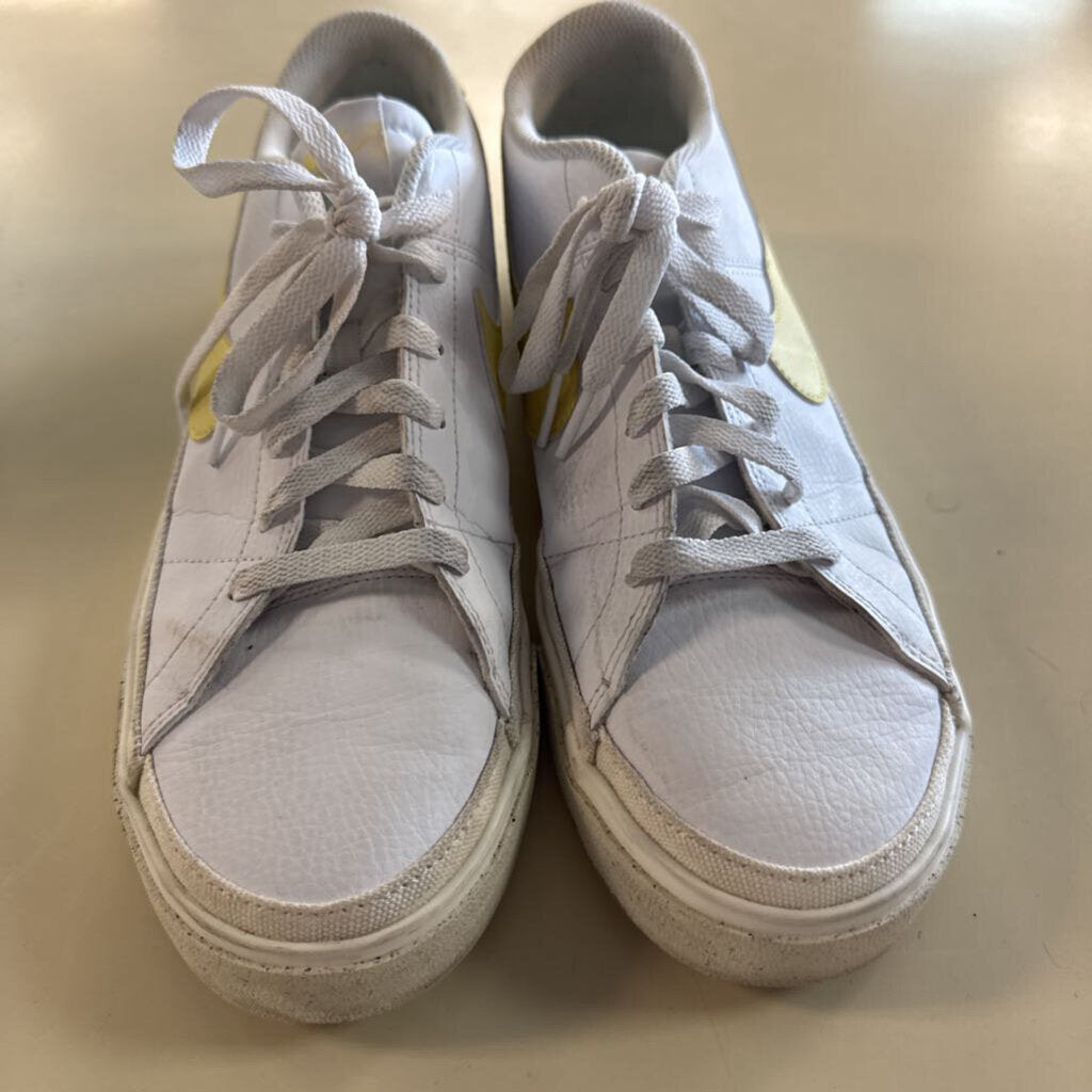 Nike White/ Yellow Leather Court Legacy Next Nature Sneakers 10.5
