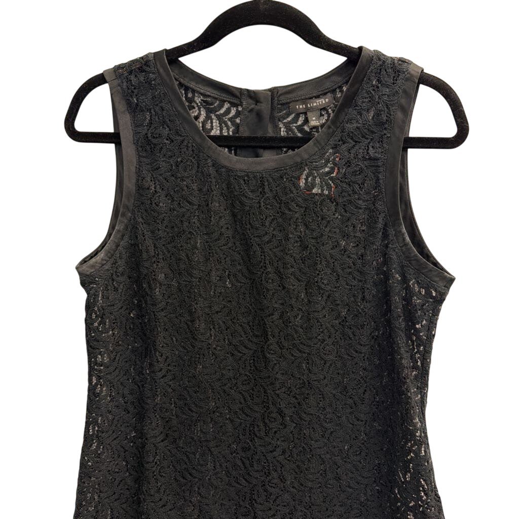 The Limited Black Sheer Lace Sleeveless Button Back Top Medium
