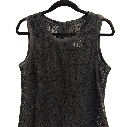 The Limited Black Sheer Lace Sleeveless Button Back Top Medium