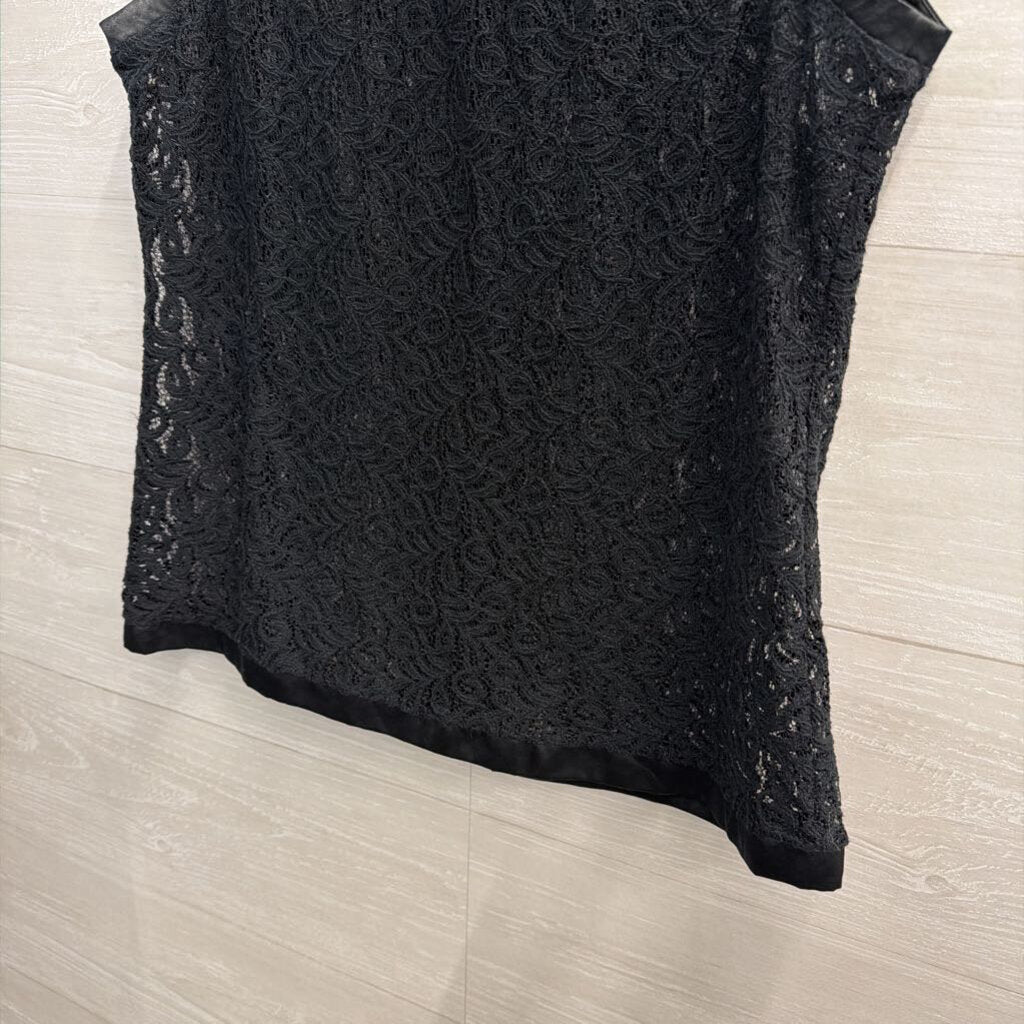 The Limited Black Sheer Lace Sleeveless Button Back Top Medium
