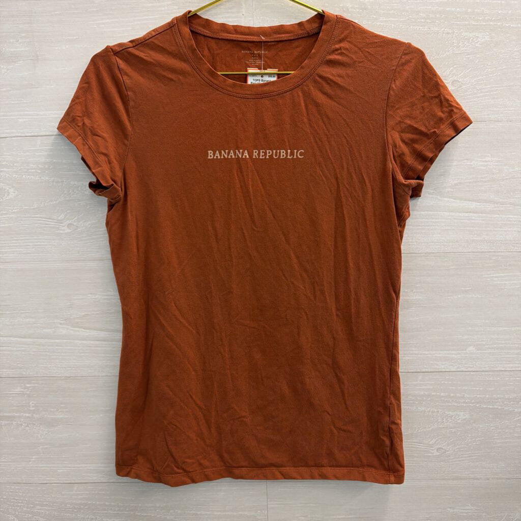 Banana Republic Orange Short Sleeve Logo Top Large