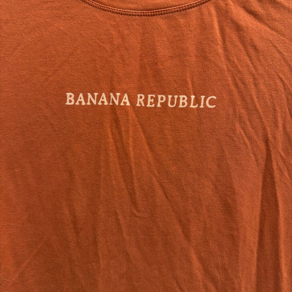Banana Republic Orange Short Sleeve Logo Top Large