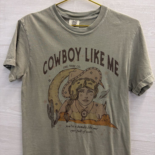 Green/ Multi Cowboy Like Me Short Sleeve Graphic Tee Small