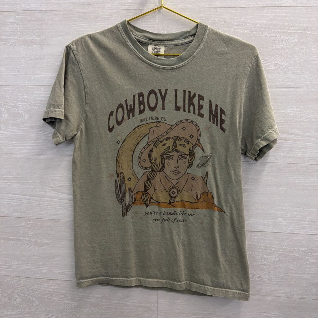 Green/ Multi Cowboy Like Me Short Sleeve Graphic Tee Small