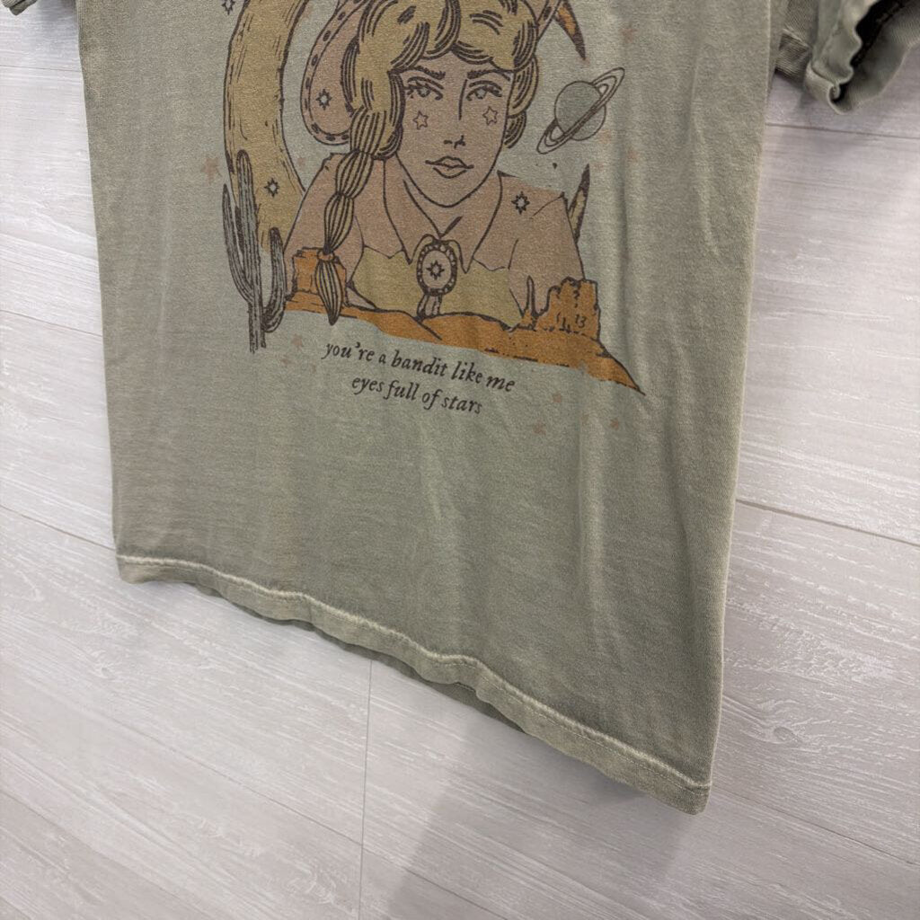 Green/ Multi Cowboy Like Me Short Sleeve Graphic Tee Small