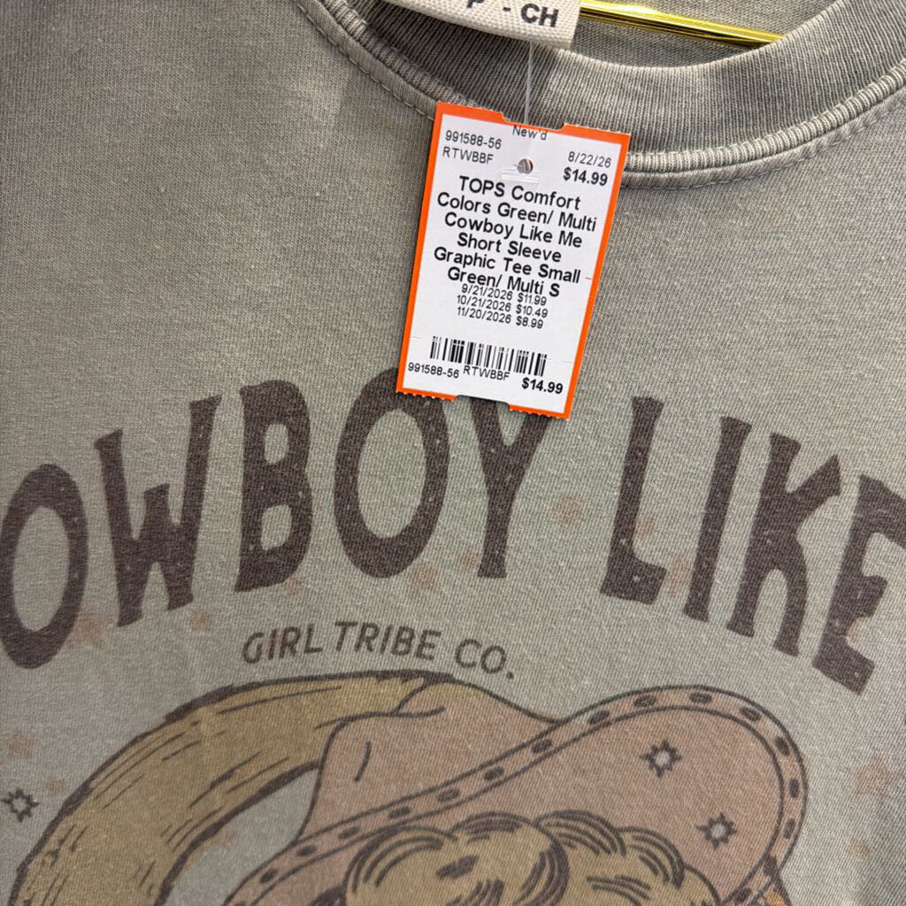 Green/ Multi Cowboy Like Me Short Sleeve Graphic Tee Small