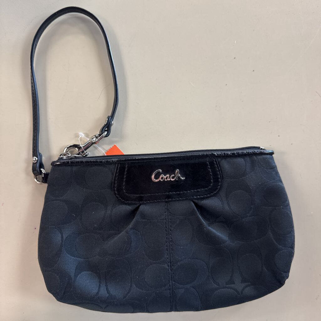 Coach Black Signature Jacquard Wristlet