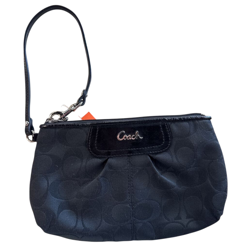 Coach Black Signature Jacquard Wristlet