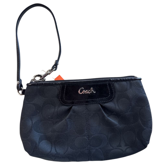 Coach Black Signature Jacquard Wristlet