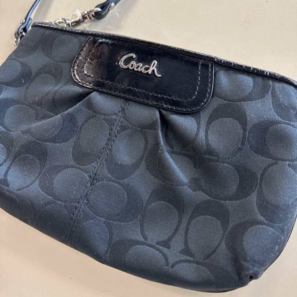 Coach Black Signature Jacquard Wristlet