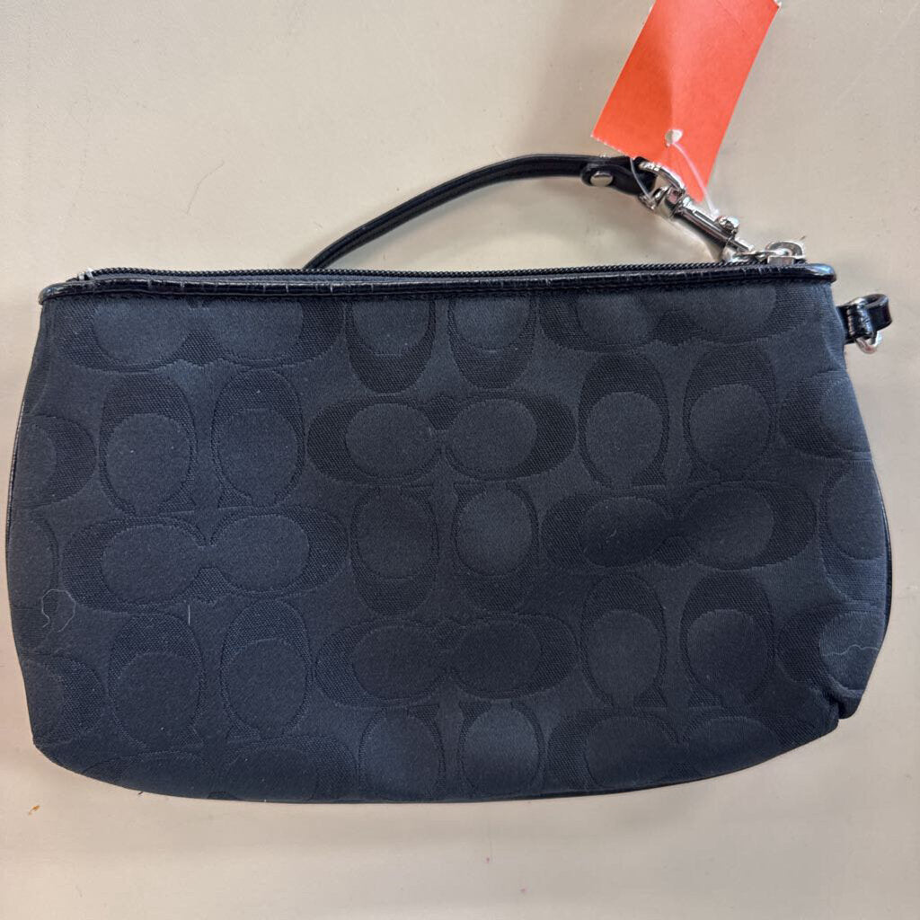 Coach Black Signature Jacquard Wristlet