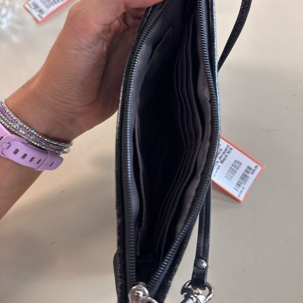 Coach Black Signature Jacquard Wristlet