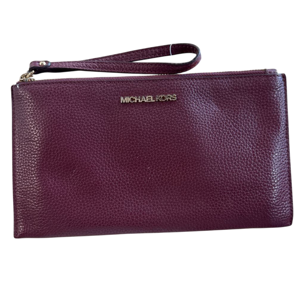 Michael Kors Burgundy Pebbled Leather Jet Set Travel Wristlet