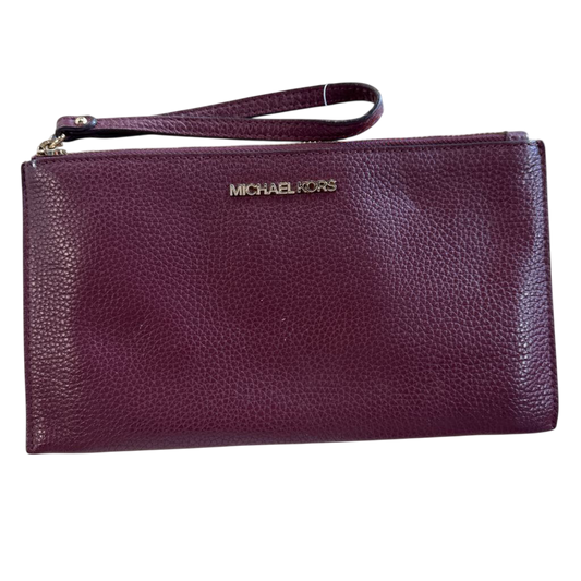 Michael Kors Burgundy Pebbled Leather Jet Set Travel Wristlet