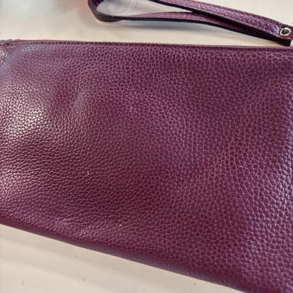Michael Kors Burgundy Pebbled Leather Jet Set Travel Wristlet
