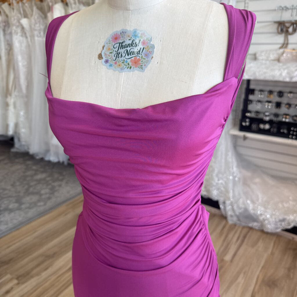Lucy In The Sky Purple Ruched Open Back Short Formal Dress Small