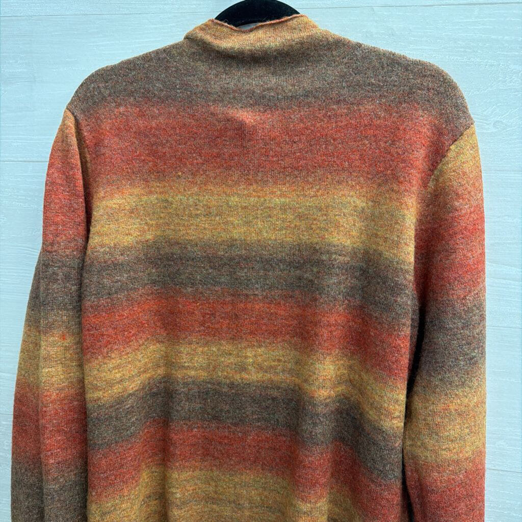 Appleseed's Brown/ Multi Striped Mock Neck Sweater Top Large