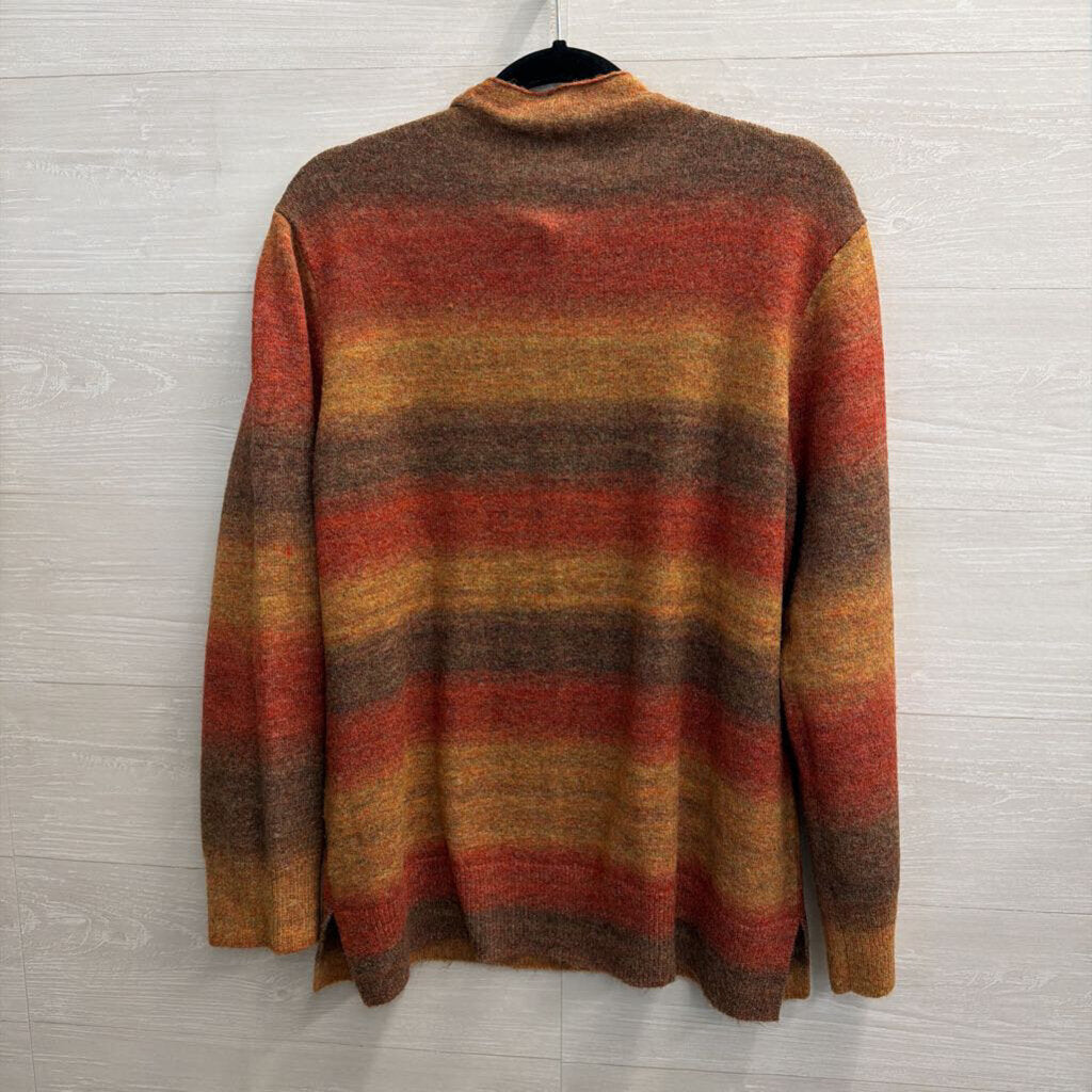 Appleseed's Brown/ Multi Striped Mock Neck Sweater Top Large