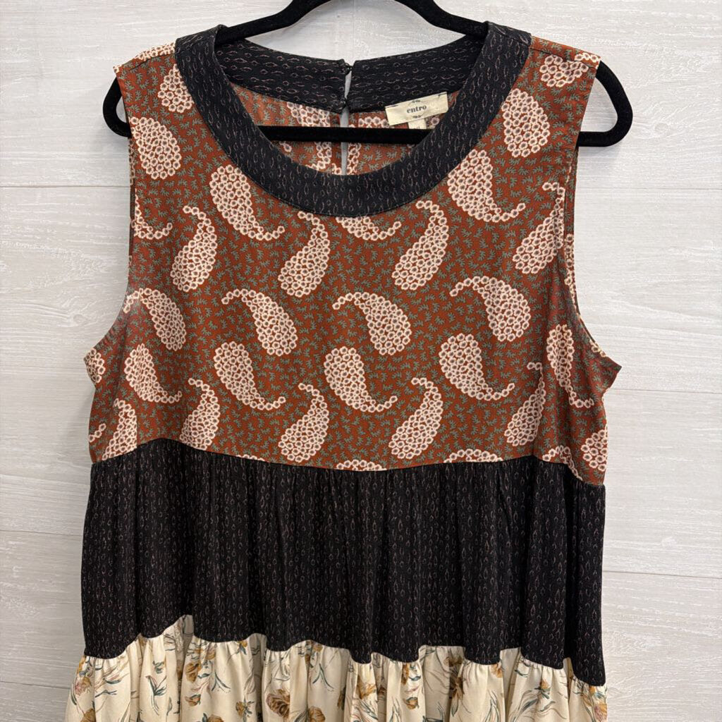 Entro Brown/ Multi Striped Print Tank Top Extra Large
