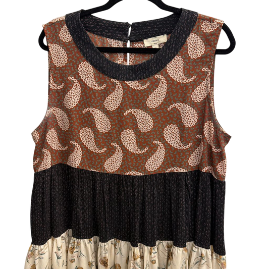 Entro Brown/ Multi Striped Print Tank Top Extra Large