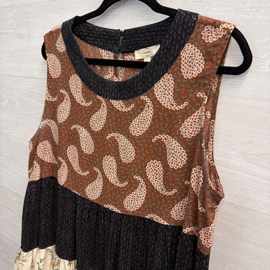 Entro Brown/ Multi Striped Print Tank Top Extra Large