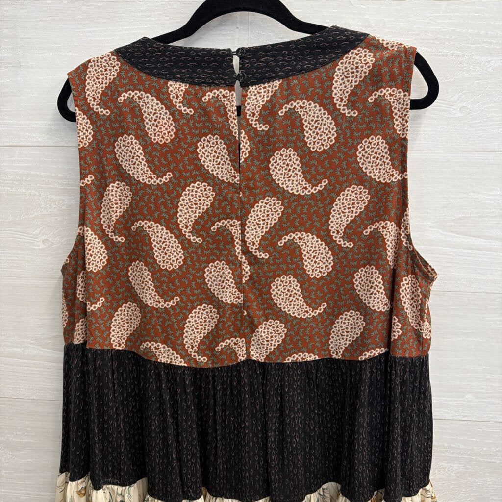 Entro Brown/ Multi Striped Print Tank Top Extra Large