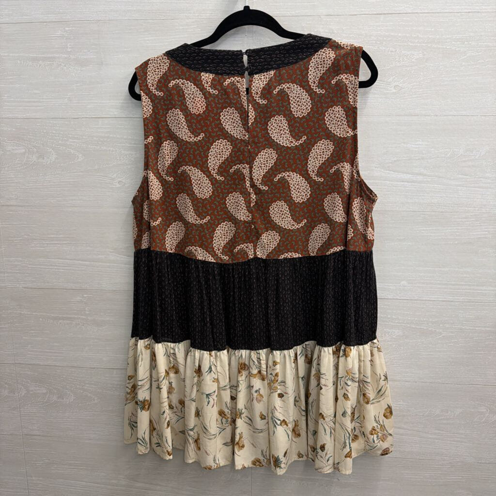 Entro Brown/ Multi Striped Print Tank Top Extra Large