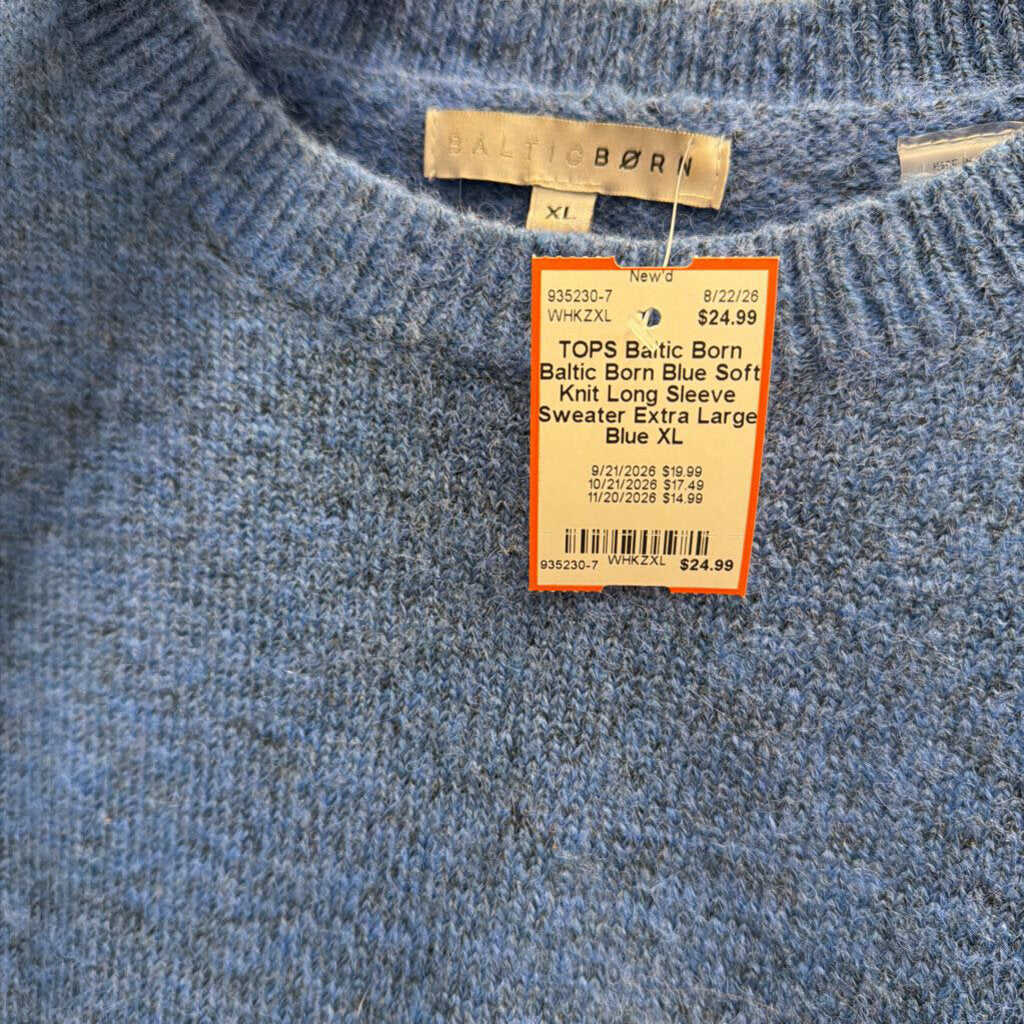 Baltic Born Blue Soft Knit Long Sleeve Sweater Extra Large