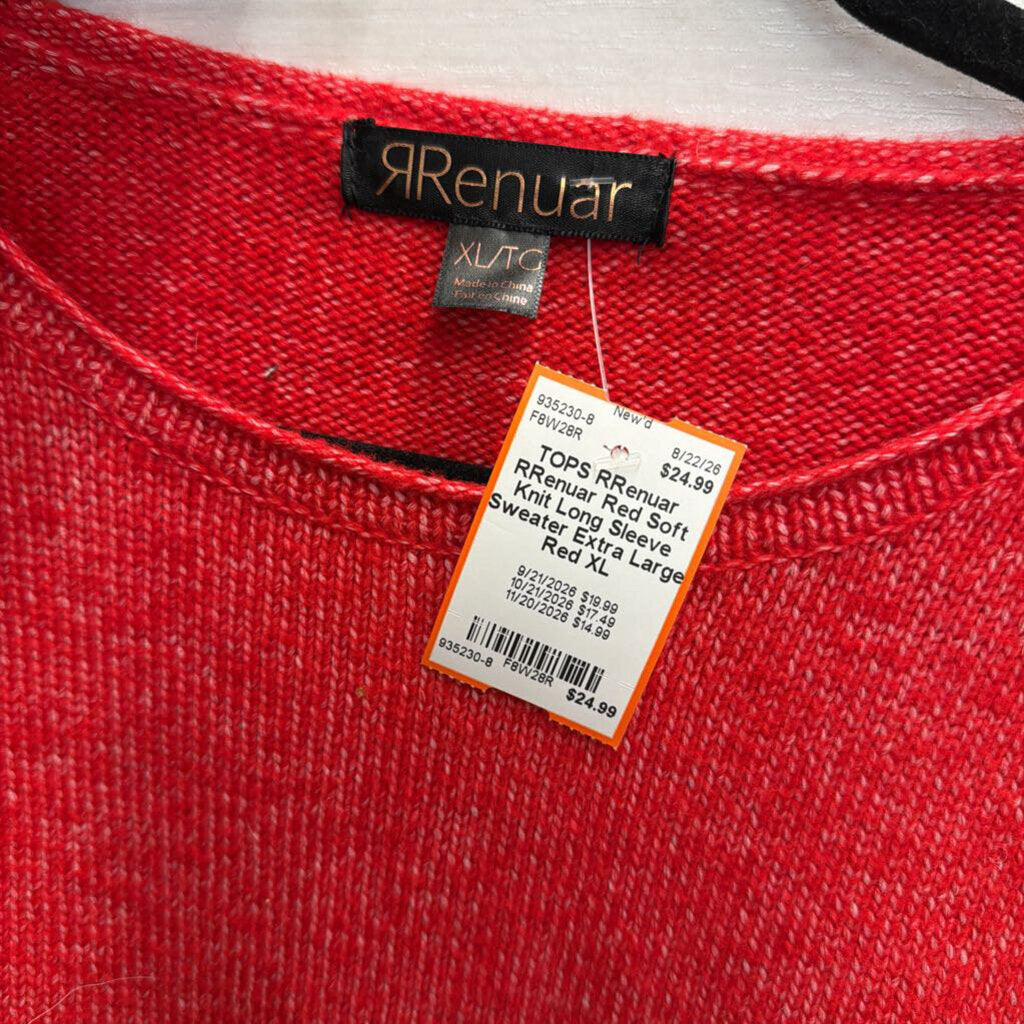 RRenuar Red Soft Knit Long Sleeve Sweater Extra Large