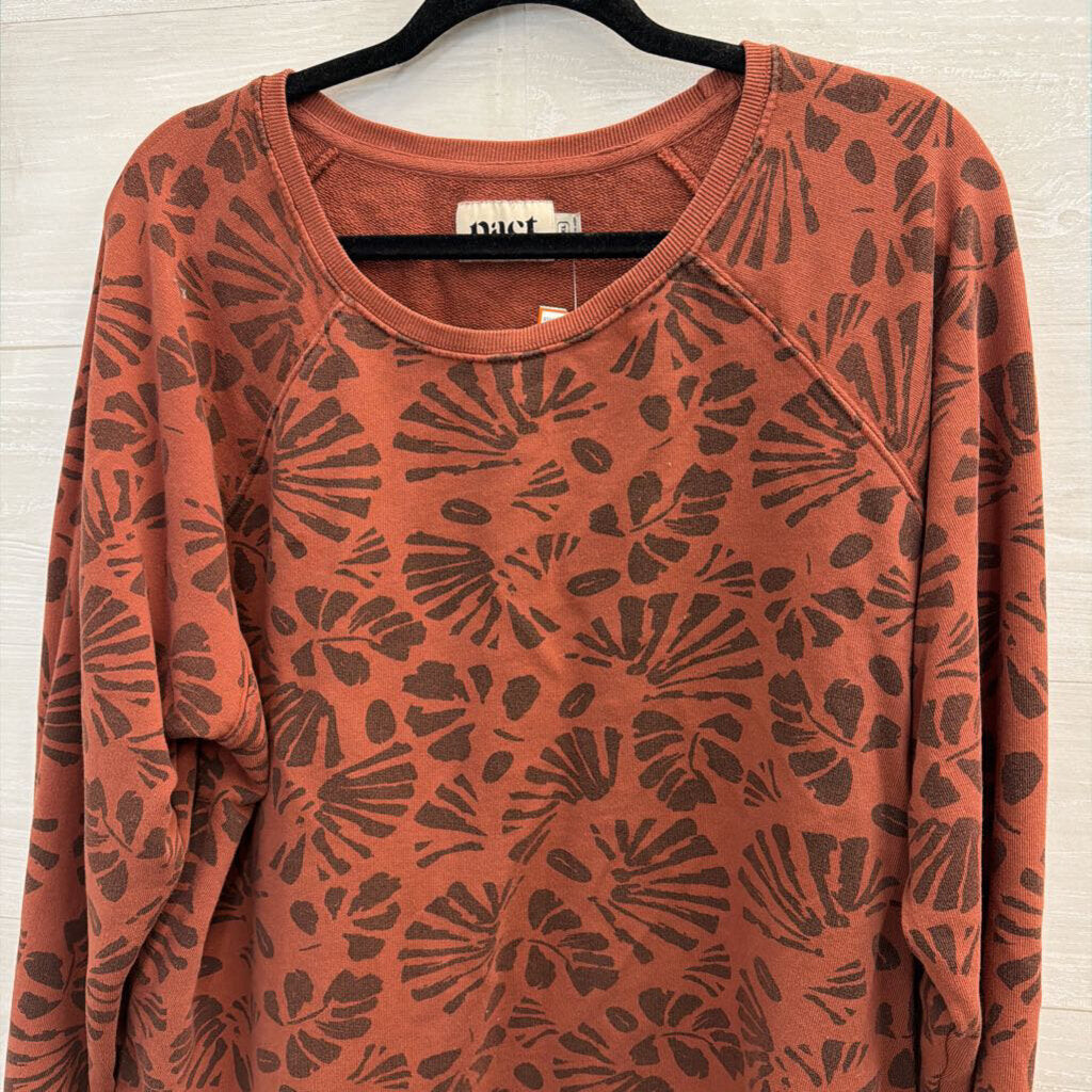 Pact Orange Print Lounge Shorts/ Long Sleeve Top Set Extra Large