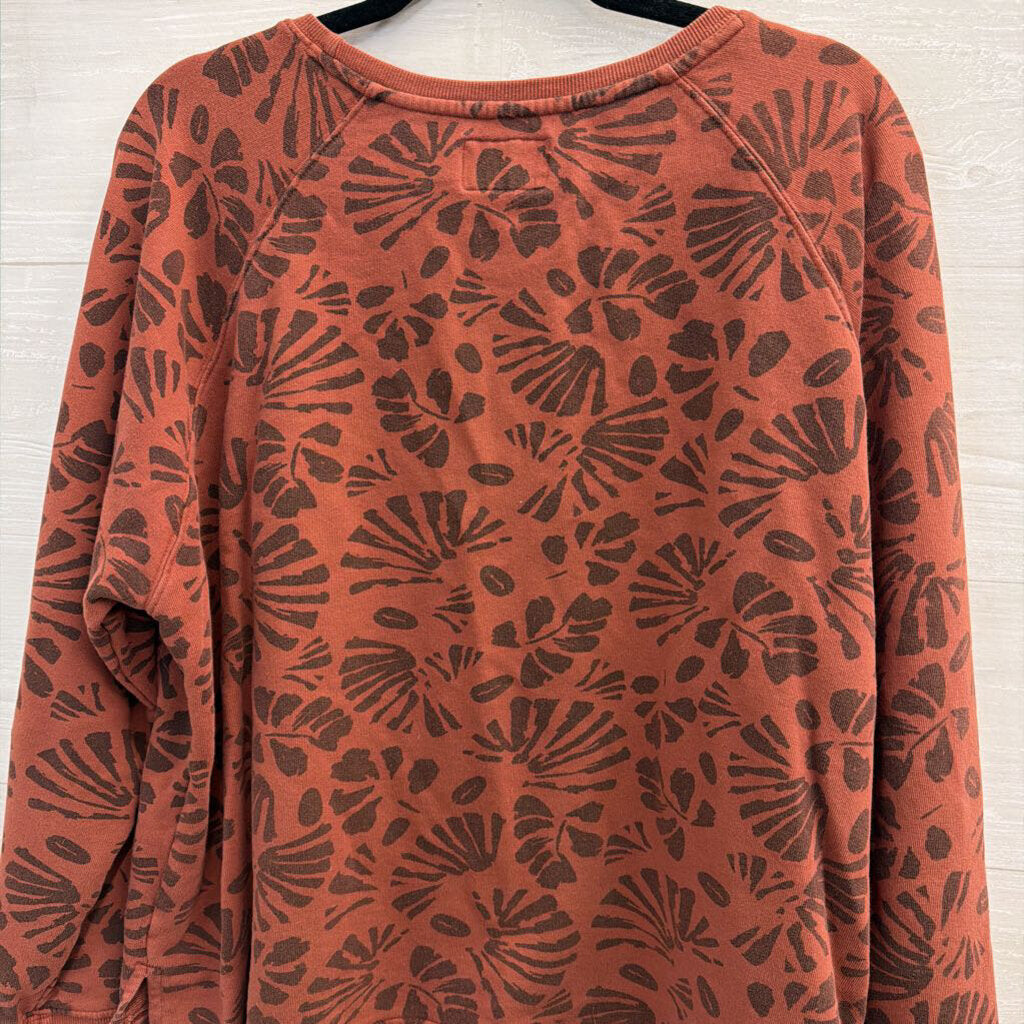 Pact Orange Print Lounge Shorts/ Long Sleeve Top Set Extra Large