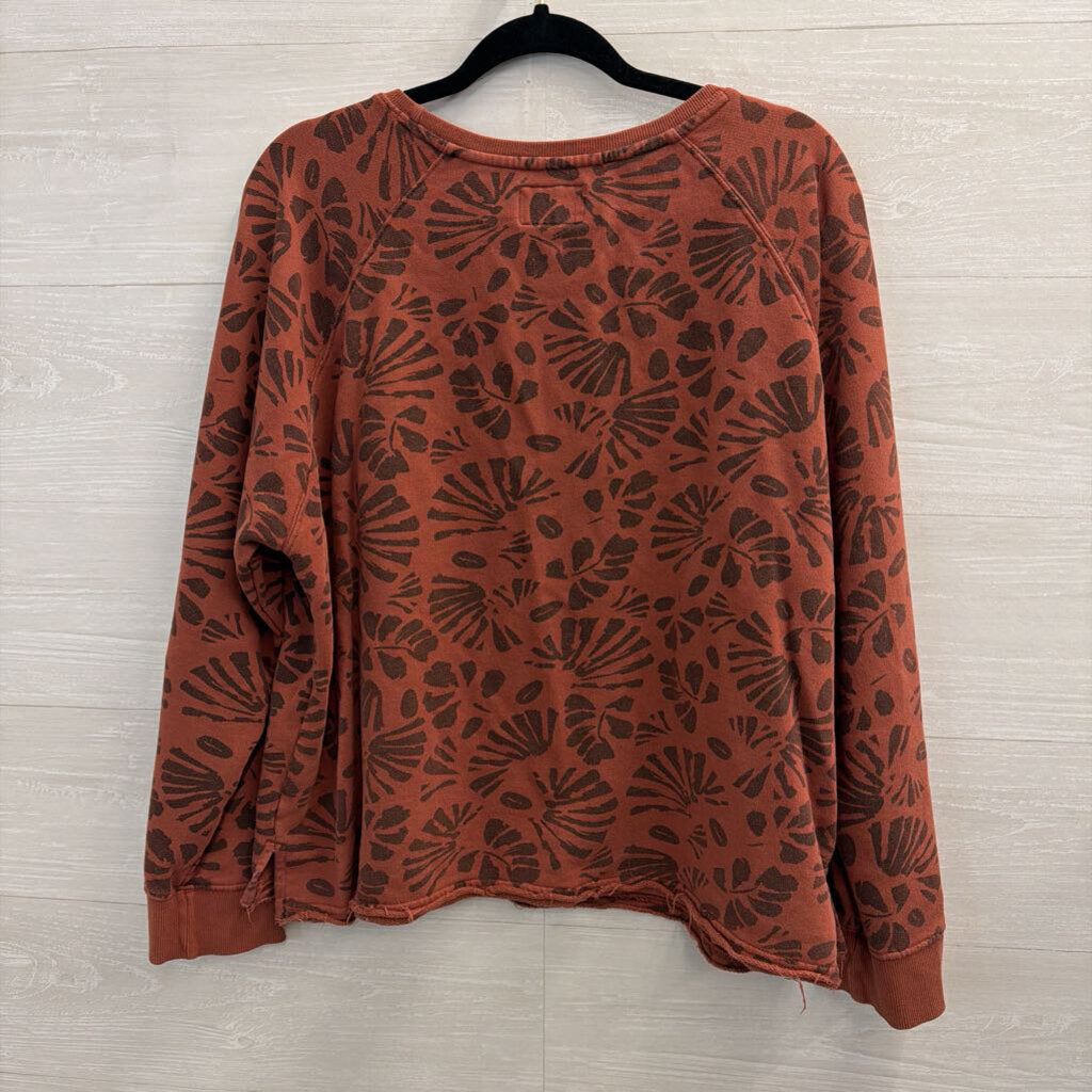 Pact Orange Print Lounge Shorts/ Long Sleeve Top Set Extra Large