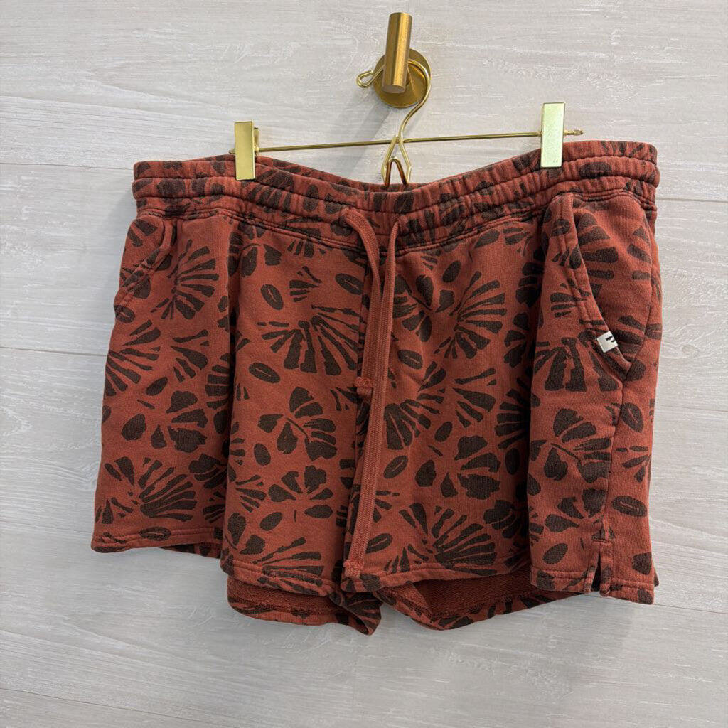 Pact Orange Print Lounge Shorts/ Long Sleeve Top Set Extra Large
