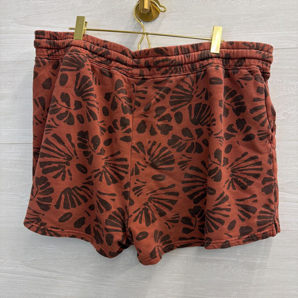 Pact Orange Print Lounge Shorts/ Long Sleeve Top Set Extra Large