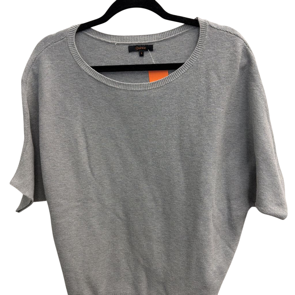 Quince Grey Knit Short Sleeve Sweater Top Small