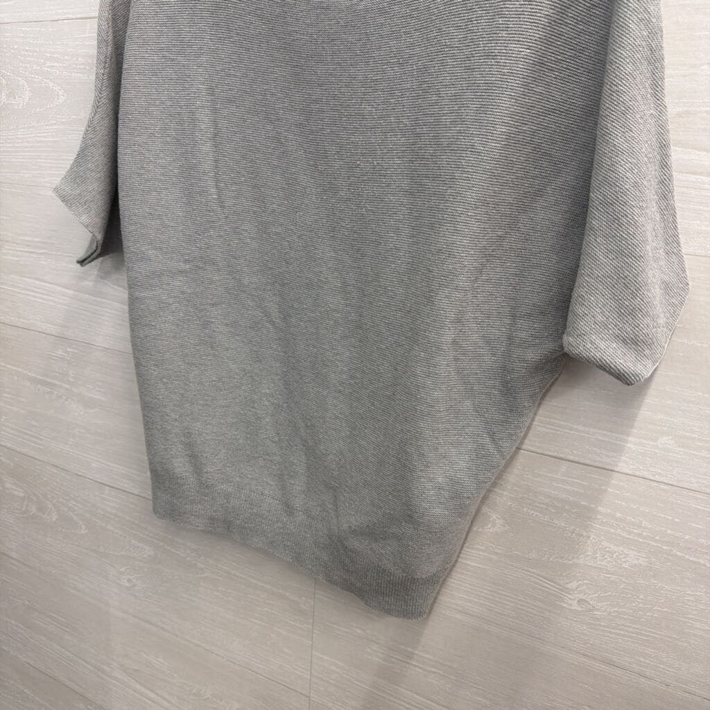 Quince Grey Knit Short Sleeve Sweater Top Small