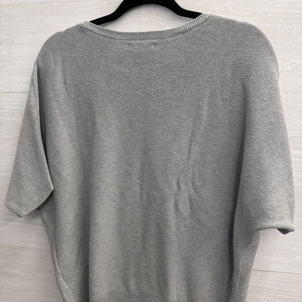 Quince Grey Knit Short Sleeve Sweater Top Small