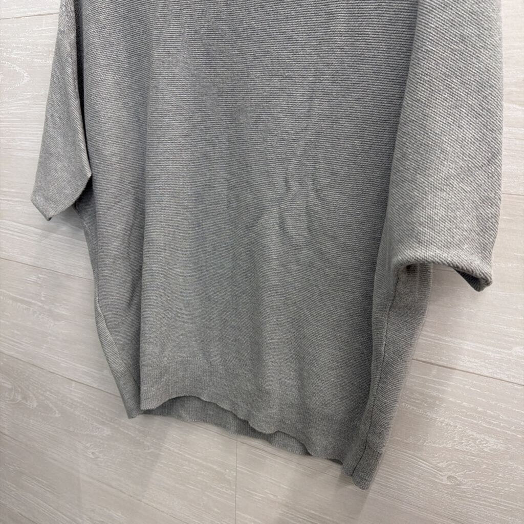 Quince Grey Knit Short Sleeve Sweater Top Small