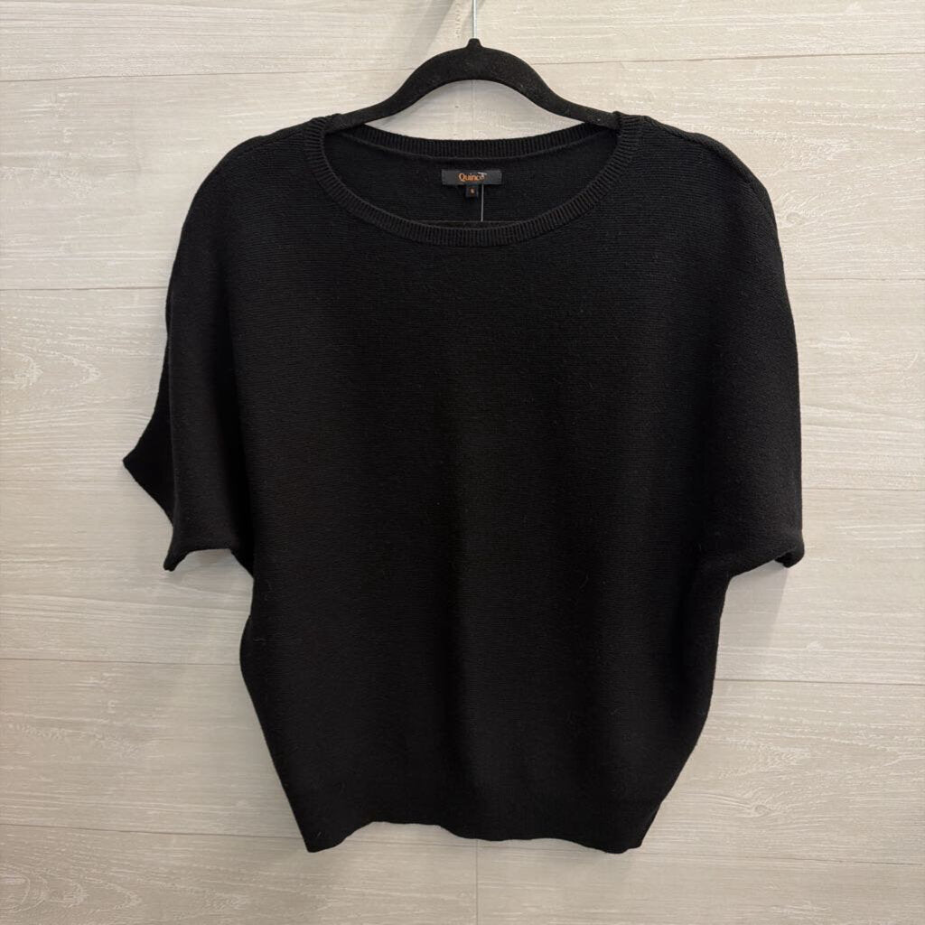 Quince Black Knit Short Sleeve Sweater Top Small