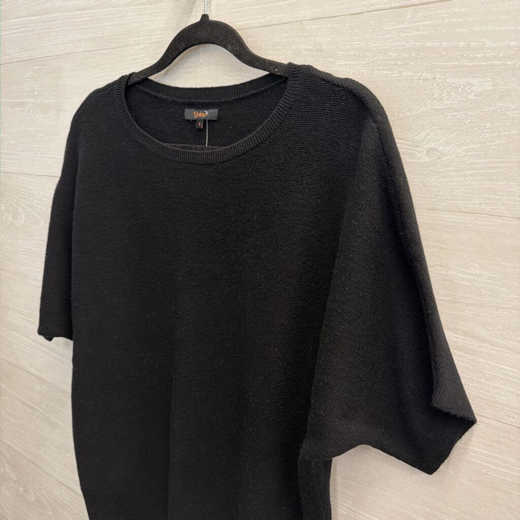 Quince Black Knit Short Sleeve Sweater Top Small