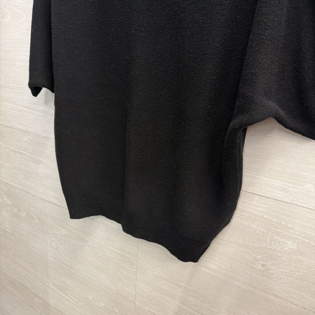 Quince Black Knit Short Sleeve Sweater Top Small